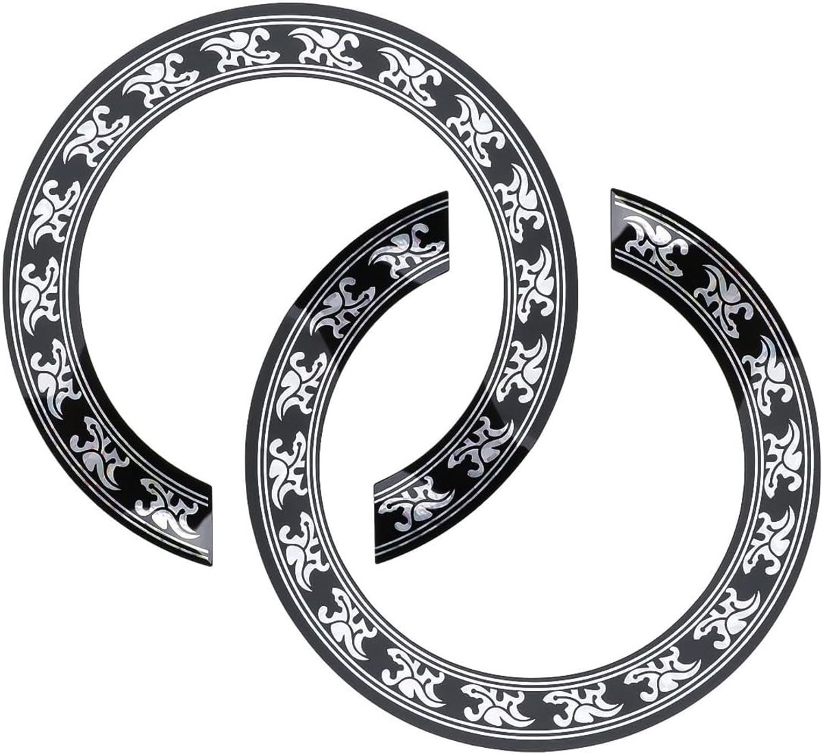 2PCS Gitaar Sound Hole Sticker Zelfklevende Akoestische Gitaar Inlay Decal Klassieke Gitaar Rozet Decoratie Decal Muziekinstrument Accessoire 92mm