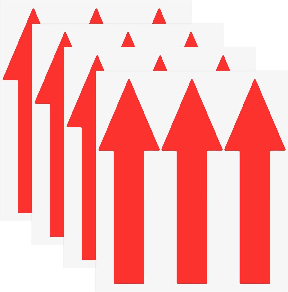 4 stuks pijlstickers, 200 x 60 mm, pvc, waterdicht, zelfklevend, richtingspijlen, verwijderbare richtingspijlen, stickers, stickers voor muurmarkering/verkeersbord [rood]