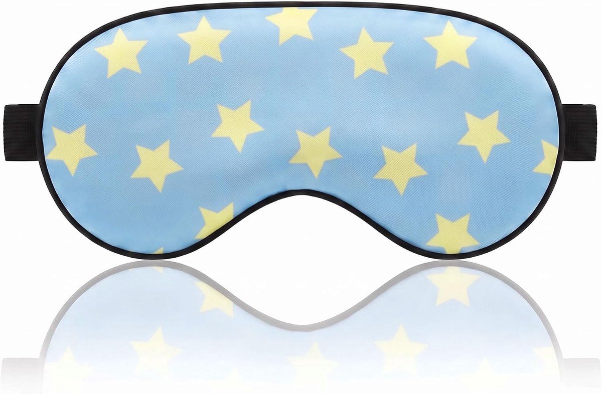 Slaapmasker, zijdezachte lichtblokkerende oogafdekking met verstelbare riem, zacht voor huid en haar, unieke sterrenprint, lichtgewicht oogmasker om te slapen, reizen en sluimeren