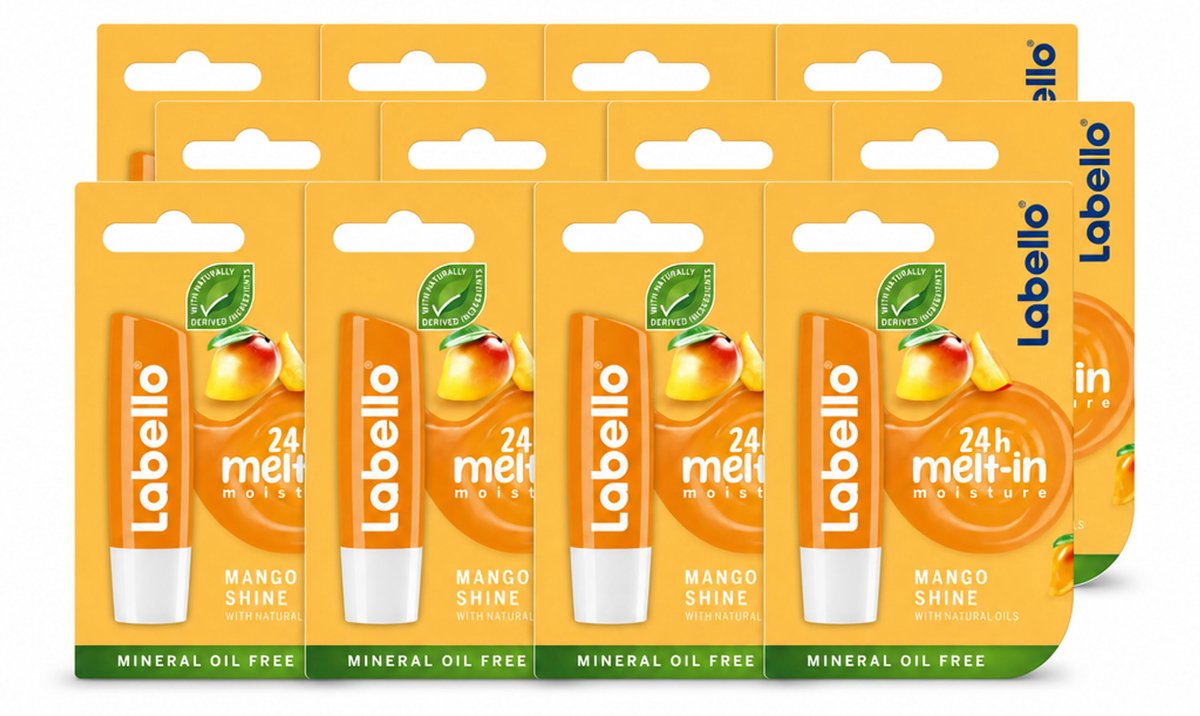 12 x Labello – Lippenbalsem -- Mango Shine – 4,8 g - Voordeelverpakking - 12 stuks