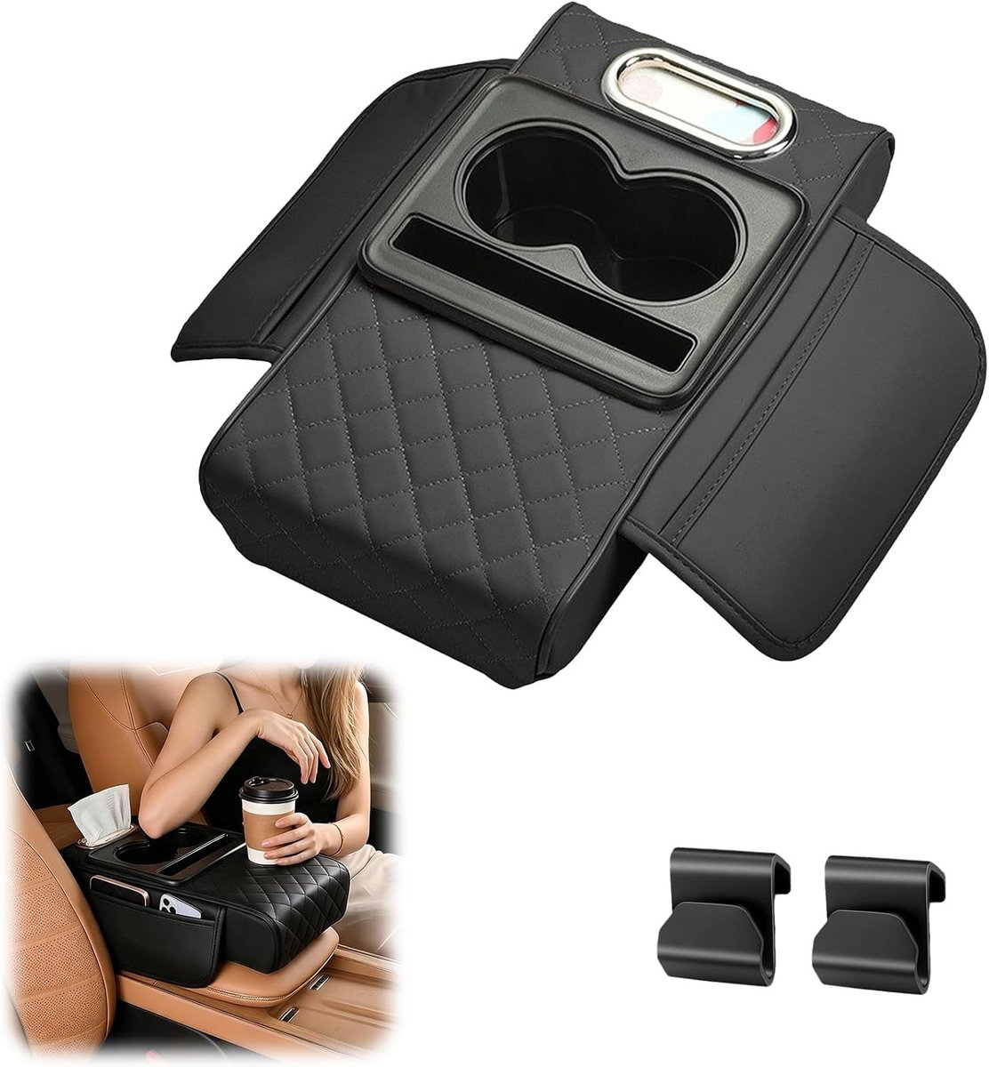 4-in-1 armsteun middenconsole-organizer auto-accessoire voor het interieur