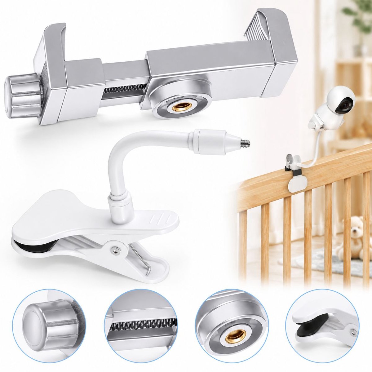 VHV - Babyfoon houder universeel - Flexibele camera houder - Babyfoonhouder geschikt voor Philips Avent, Momcozy, ieGeek, BOIFUN Babyfoon - Baby Monitor houder - Babyfoon standaard