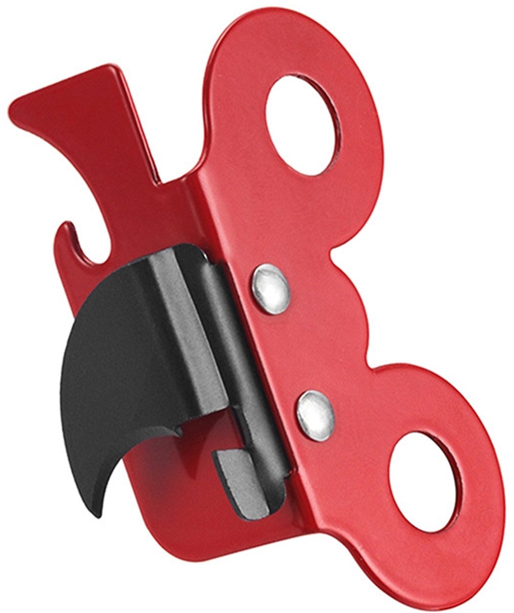 Deze 2-in-1 vlinderblikopener is compact en multifunctioneel, geschikt voor in de keuken, bij picknicks, op de camping, tijdens wandelingen en voor het openen van flessen.-rood-7.3*4.5*2.7cm