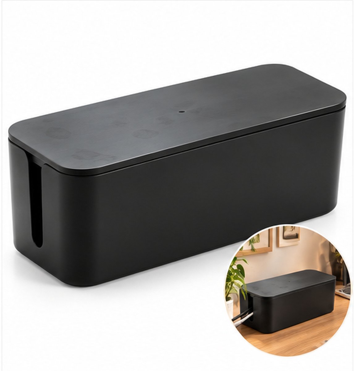 DIVERZA Kabelbox – Kabelmanagement voor Werkplek – Kabels Netjes Weggewerkt – Kabel Organizer – 40 cm Zwart
