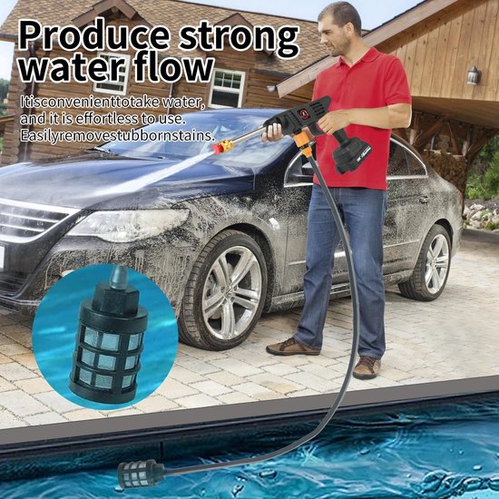 Seth Select Draadloze Hogedrukreiniger - 3000W – Elektrische Hogedrukspuit – Waterpistool met Zelfaanzuigende Pomp – Autoreiniger — afbeelding 3