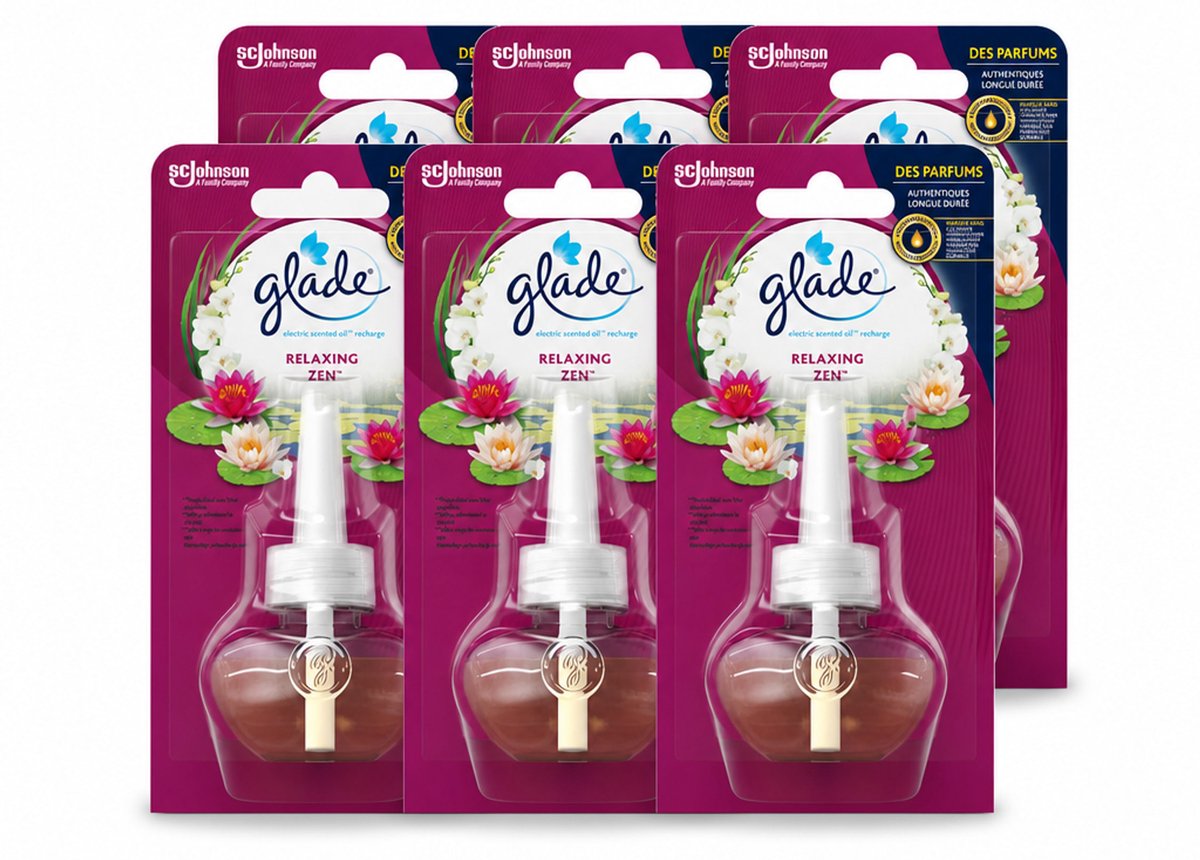 6 x Glade - Navulling Elektrische Olie - Relaxing Zen - Zonder Houder - Voordeelverpakking - 6 stuks