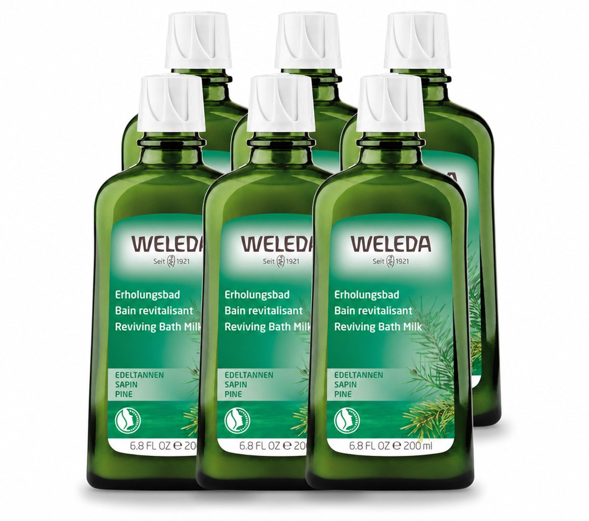 6 x WELEDA - Verkwikkingsbadmelk - Zilverspar - 200 ml - Voordeelverpakking - 6 stuks
