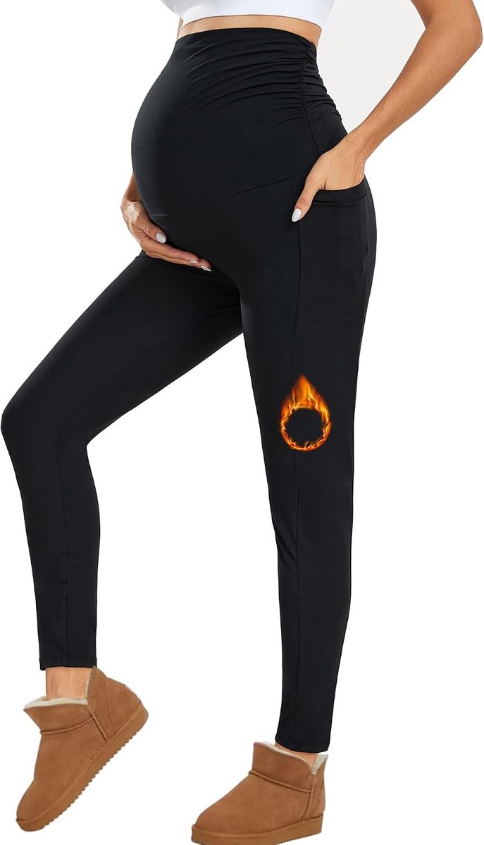 Leggings met zakken, hoge taille ondoorzichtige zwangerschapsbroeken voor zwangere vrouwen zwangerschapskleding