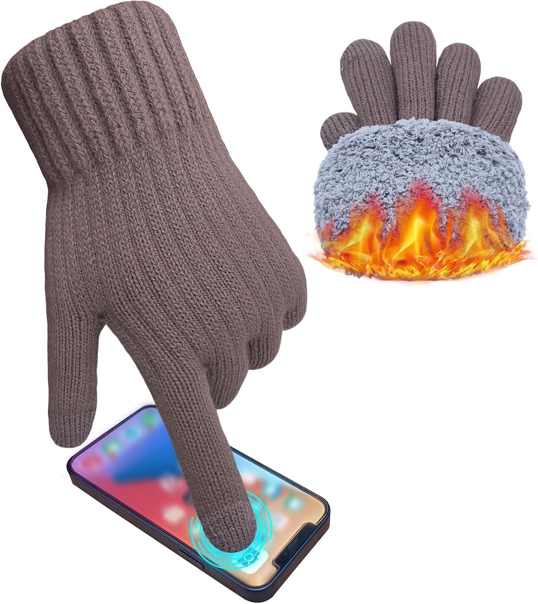 Handschoenen Mannen Wol Fleece Gevoerde Thermische Handschoenen Touch Screen Warm Gebreide Handschoenen Gift voor Running Ski Outdoor