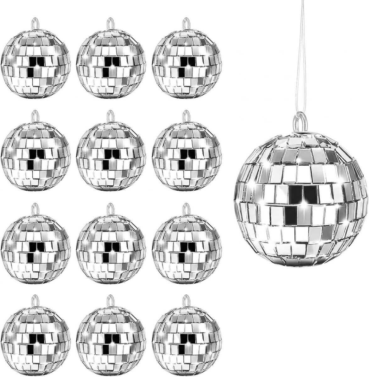 12 stuks mini-discobal, decoratie, 2 cm, zilver, kleine discobal, kerstboom, bruiloft, verjaardag, feestdecoratie