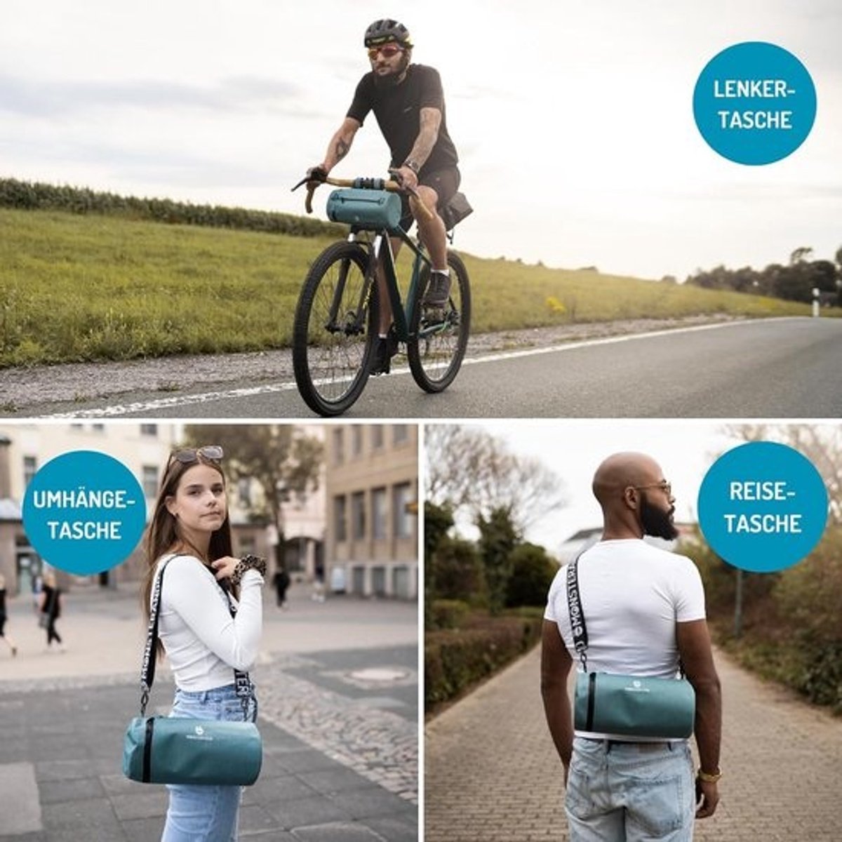 2-in-1 Waterdichte Fietstas en Schoudertas - Gerecycled PET, 5L, Blauw
