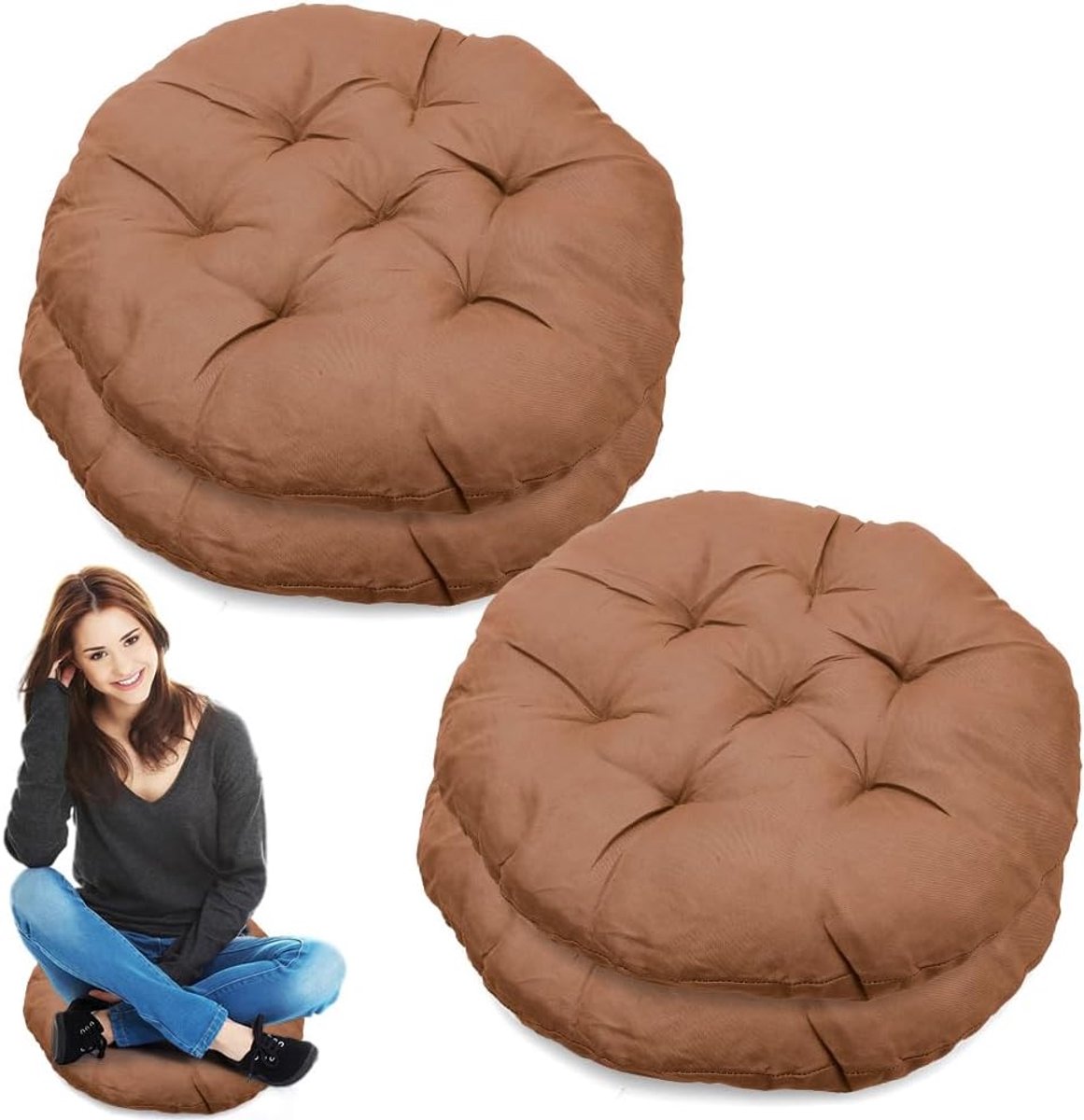 Zitkussen, 40 x 40 cm, comfortabel zitkussen, stoelkussen voor woonkamer, eetkamer, werkkamer, tuinstoel, balkonstoel, bureaustoel, zitkussen, voor binnen en buiten (lichte koffie)