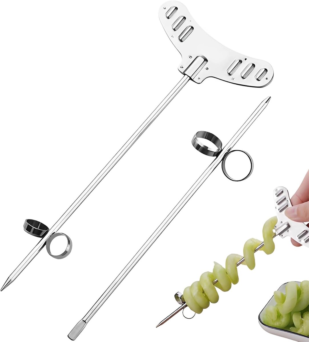 Aardappeldraaier van roestvrij staal, handmatig spiraalmes voor groenten en fruit, aardappelschilmesje, spiraal, ideaal voor chips en decoratie van gerechten, 1 stuk
