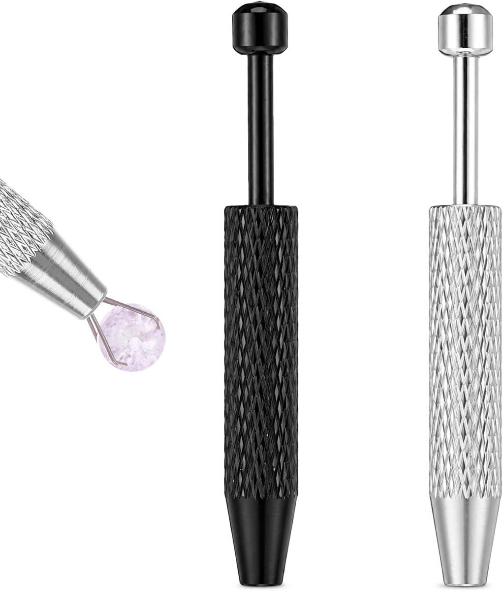 2 stuks piercing bal grijper piercing bal tang opdraaier zilver, zwart
