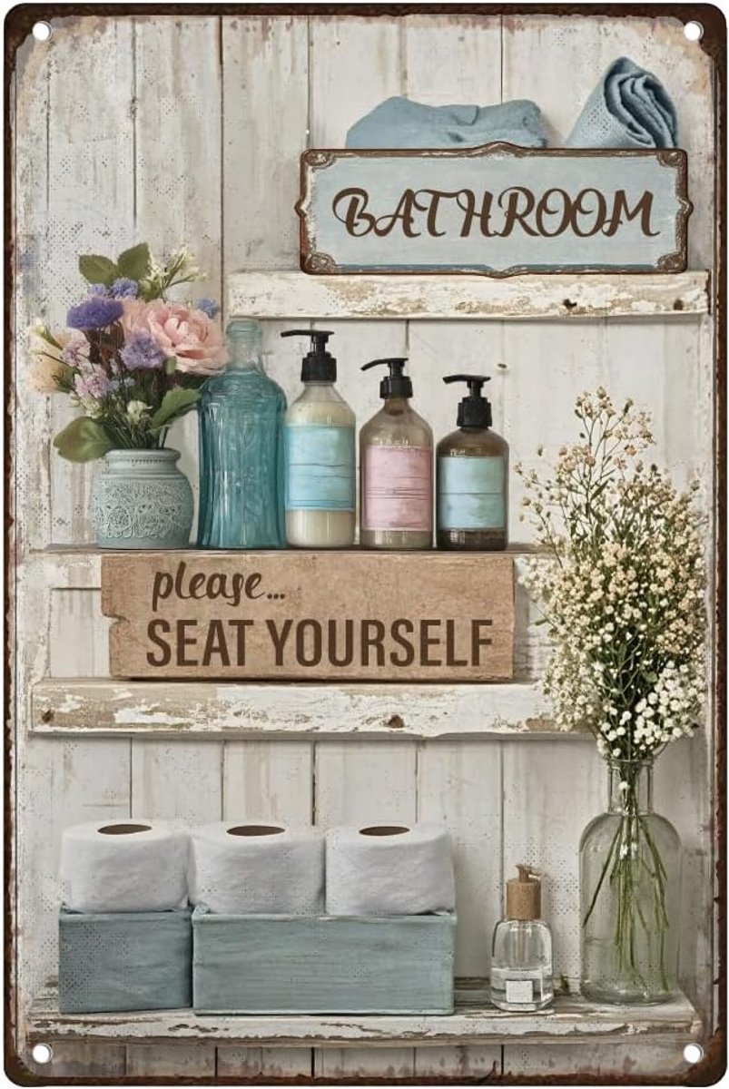 Badkamer muur decor teken Please Seat Yourself douche kamer metalen tinnen bord voor muur decoratie, badkamer teken cadeau 20 x 30 cm