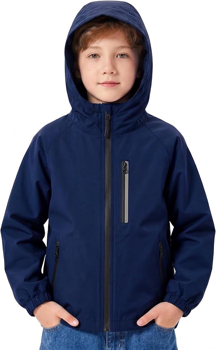 Regenjas Voor Kinderen Reflecterende Meisjes Tussenjas Met Capuchon Regenkleding Jongens Effen Windjack Wandel- En Outdoorjas Lentejas Voor Tieners Van 5-14 Jaar