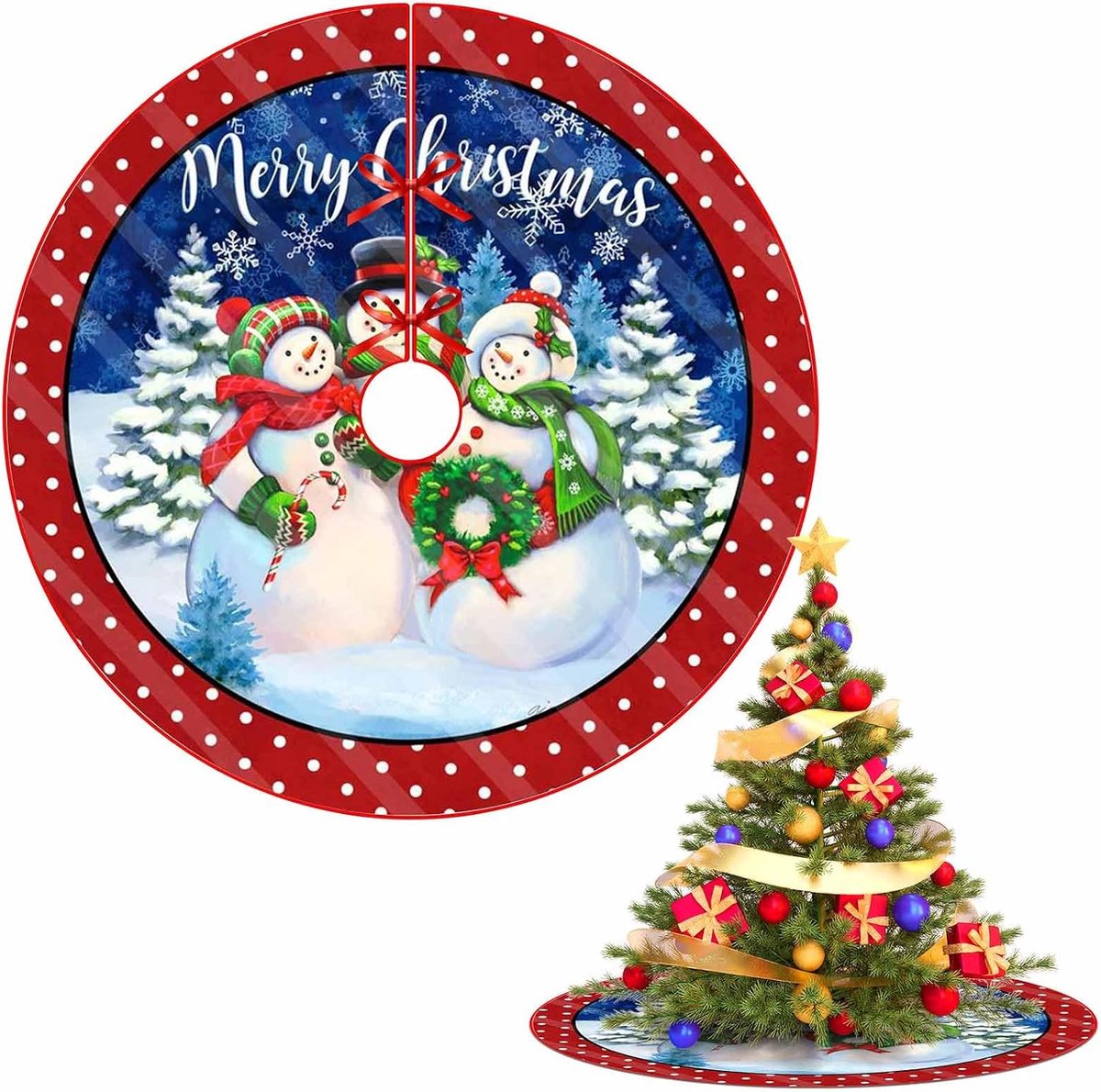 Kerstboomstandaard, ronde kerstboomrok, 76 cm, kerstboomafdekking, onderkant van polyester, rok voor de onderkant van de kerstboom, decoraties