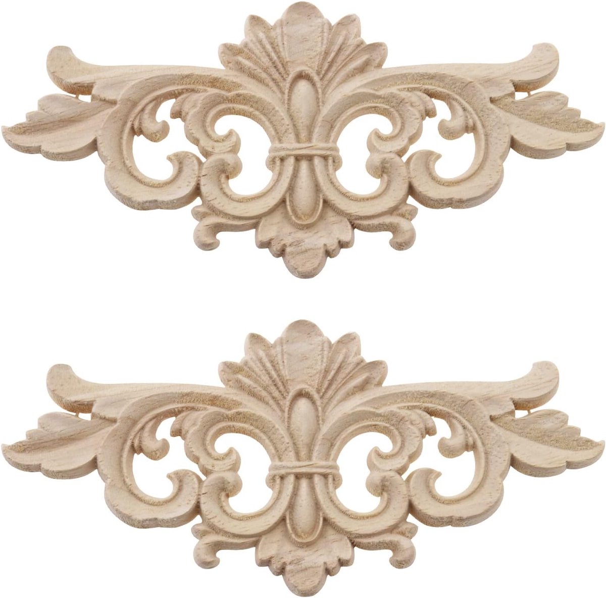 2 Stks Hout Gesneden Applicaties Log Applique Houtsnijwerk Decoratie Hout Gesneden Onlay Applique Decoratieve Accessoires voor Thuis Kamer