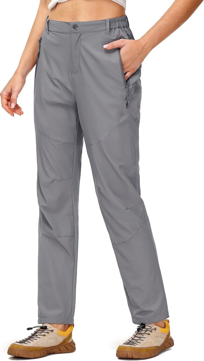 Lichtgewicht dames joggingbroek sneldrogend wandelbroek elastische tailleband trekkingbroek UPF 50+ functionele broek met ritszakken