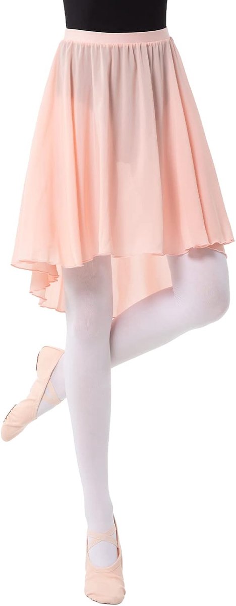 Balletrok voor dames, chiffon, dansrok, met elastische tailleband, balletrok voor volwassen meisjes