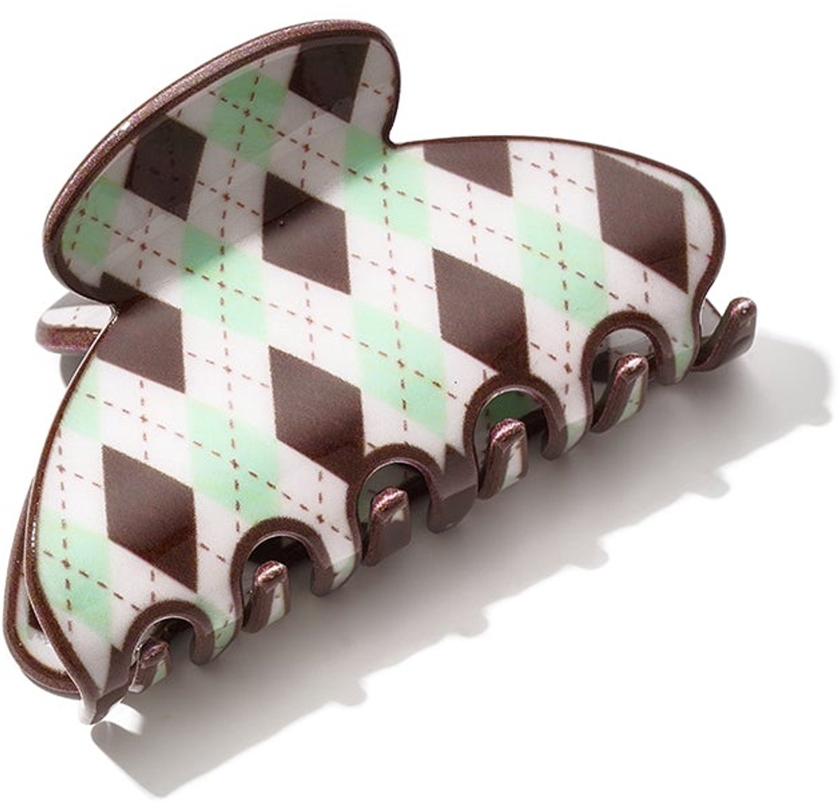 Haarklemmen met ruitjespatroon, casual pvc-accessoires voor dagelijks gebruik - Bruin