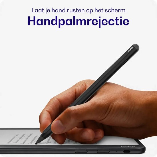 Buddi Aide 2 Stylus Pen voor Kobo met Gum / Markeer Functie - Geschikt voor Kobo Libra Colour, Kobo Sage, Kobo Elipsa en Kobo Elipsa 2E - Oplaadbaar - Met Magneet - USB-C - 2x Extra Tip - Zwart — afbeelding 4