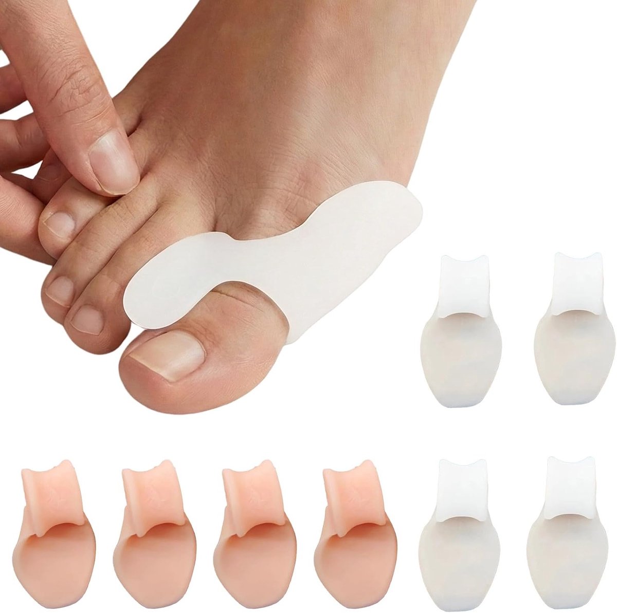 4 paar teenspreiders voor kleine tenen, correctie van de kleine teen, correctie van de kleine teen, teenslippers, correctieverzorging voor overlappende tenen, gelspreider voor voeten