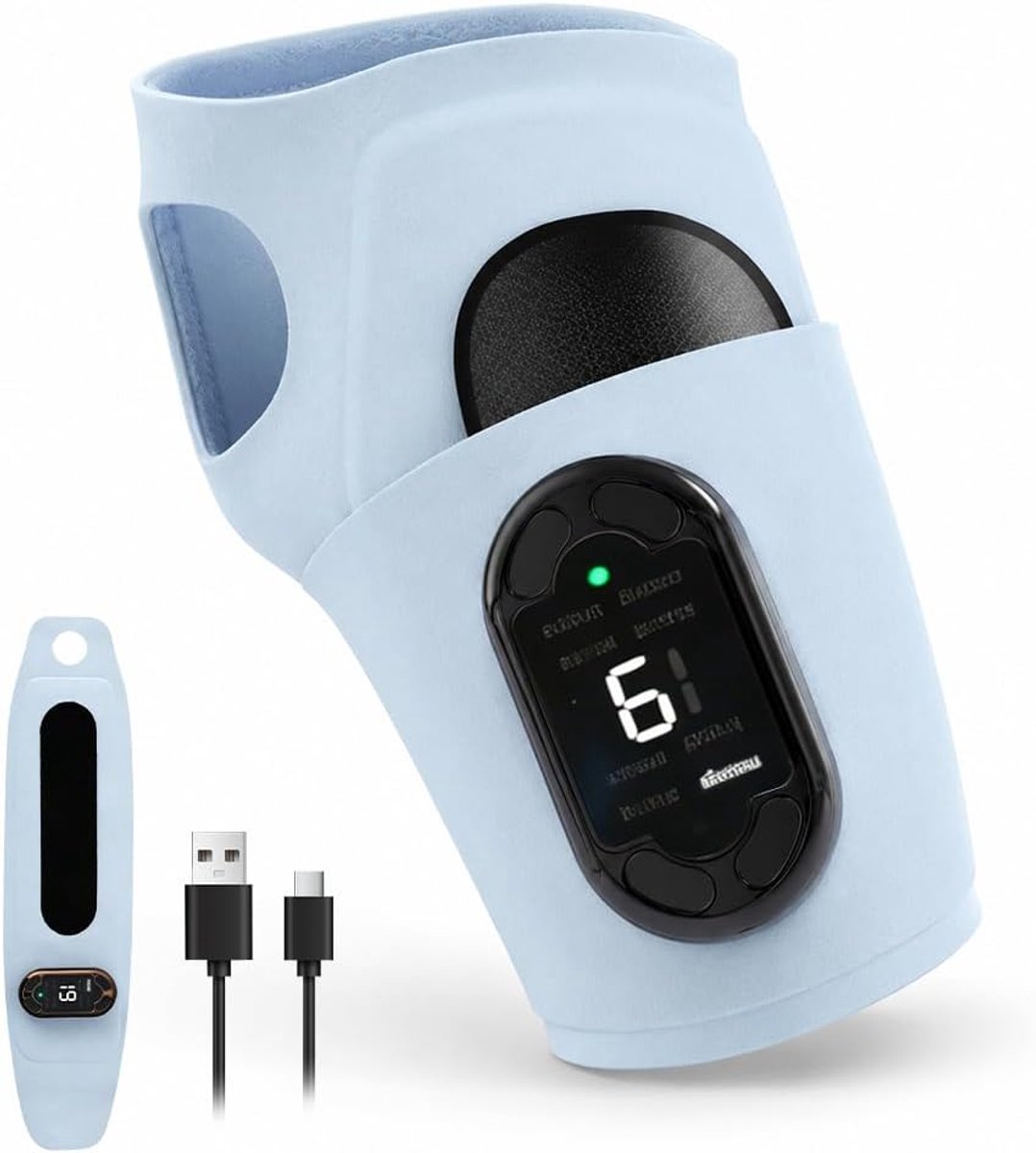 EMS Polsmassageapparaat, polsmassageapparaat, 8 modi, 19 intensiteiten, TENS-apparaat, elektrisch handmassageapparaat, polssteun, peesontsteking, pols voor mannen en vrouwen (blauw)
