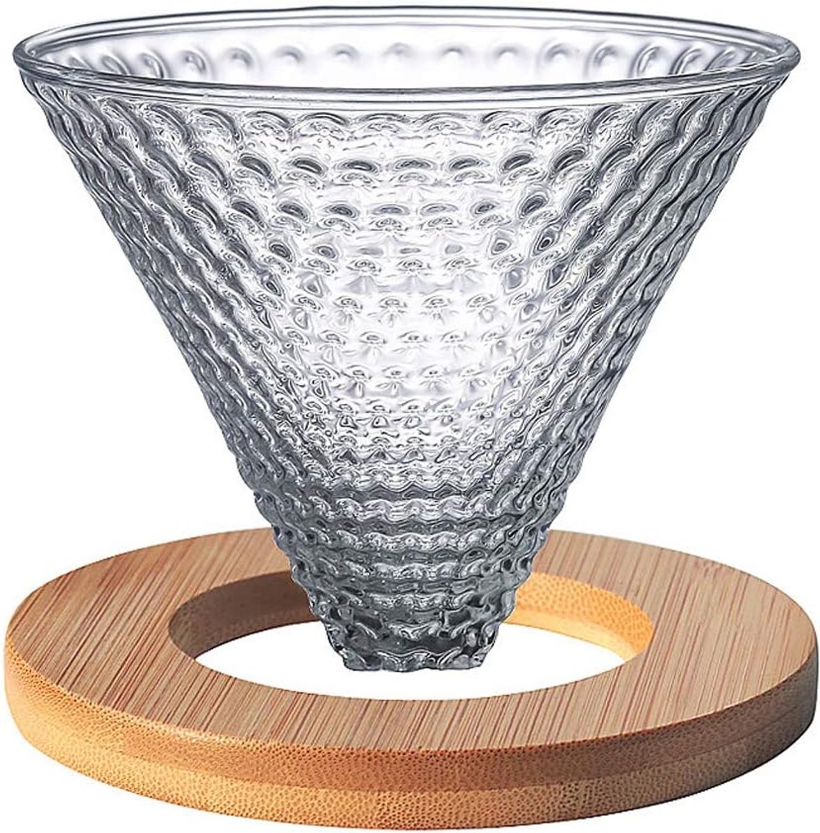 12cm Glas Koffie Druppelaar Met Houten Ondersteuning Koffie Filter