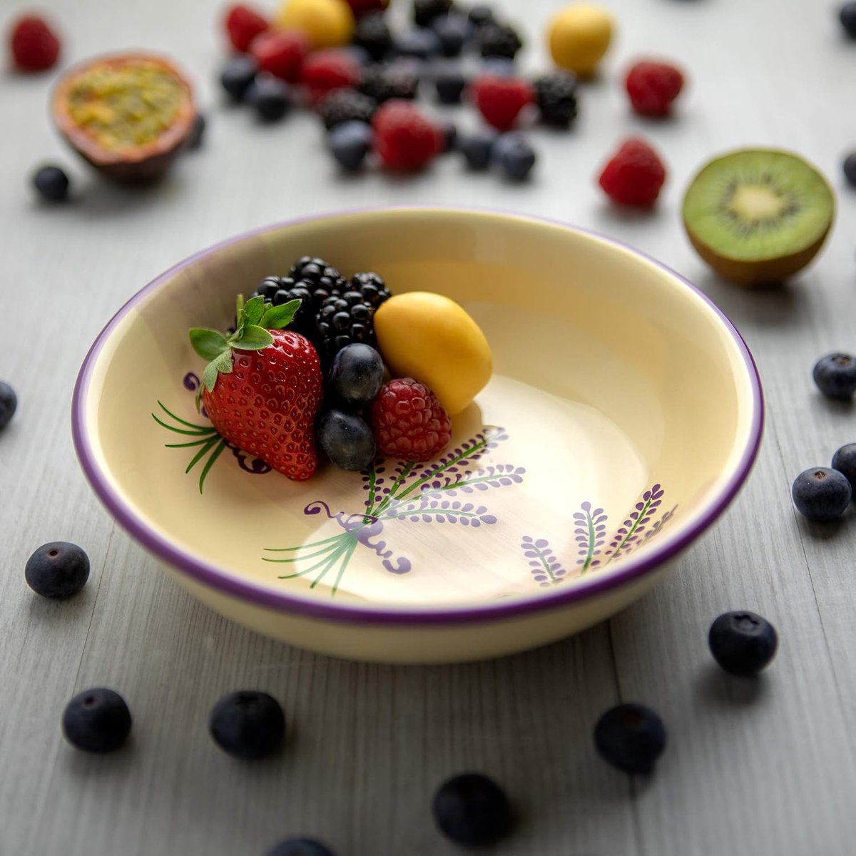To Cottage Lavendel Paars Crèmekleur | Keramiek 18,5cm | 400ml Grote Kom Voor Salade, Pasta, Fruit, Ontbijtgranen, Soep | Uniek Serviesgoed