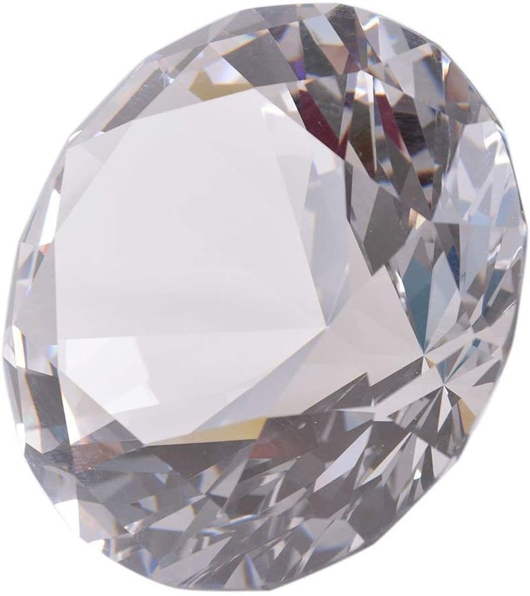 Kristallen diamantvormige briefbezwaar, 100 mm breed, eenvormige kleur, als ornament of decoratie voor thuis, kleurloos