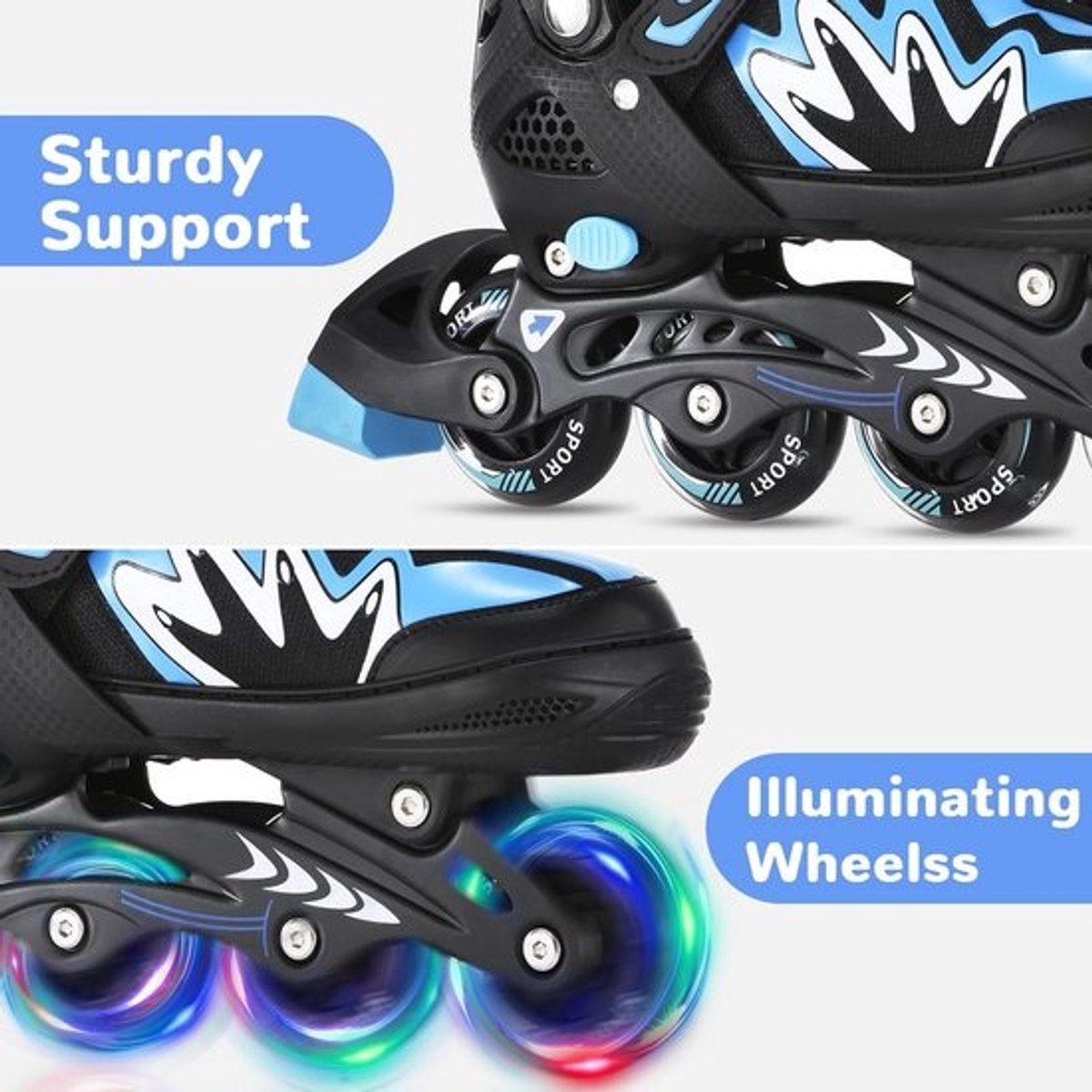 Verstelbare Inline Skates met LED Wielen voor Kinderen en Volwassenen - Meerdere Maten Beschikbaar