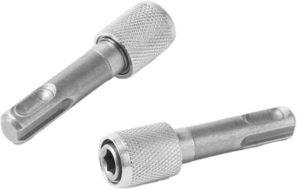 2 SDS-adapters, zilverkleurige zeskantschacht-boorhouder, 6,35 mm SDS-boorhouder, SDS-adapter boorhouder, adapter van ronde naar zeshoekige schacht, eenvoudig te monteren, voor klopboorhamer