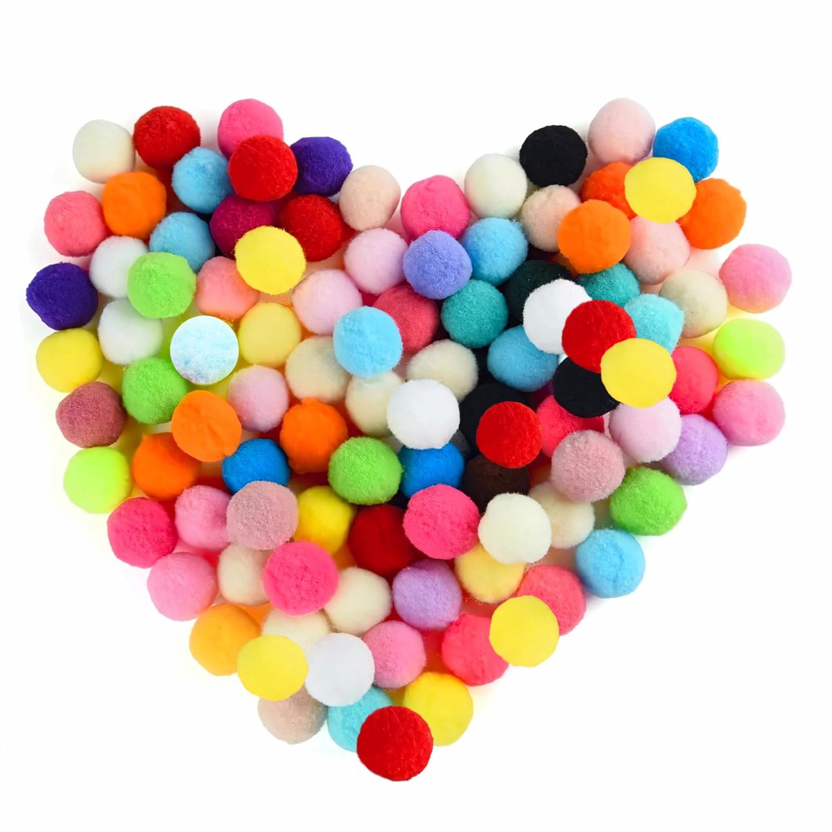 200 stuks knutselpoms, 25 mm, meerkleurig, handwerk, kleine pompons, grote pompons, handwerk, pluizig, voor slingers, franjes, Pasen, kinderen, school- en knutselprojecten