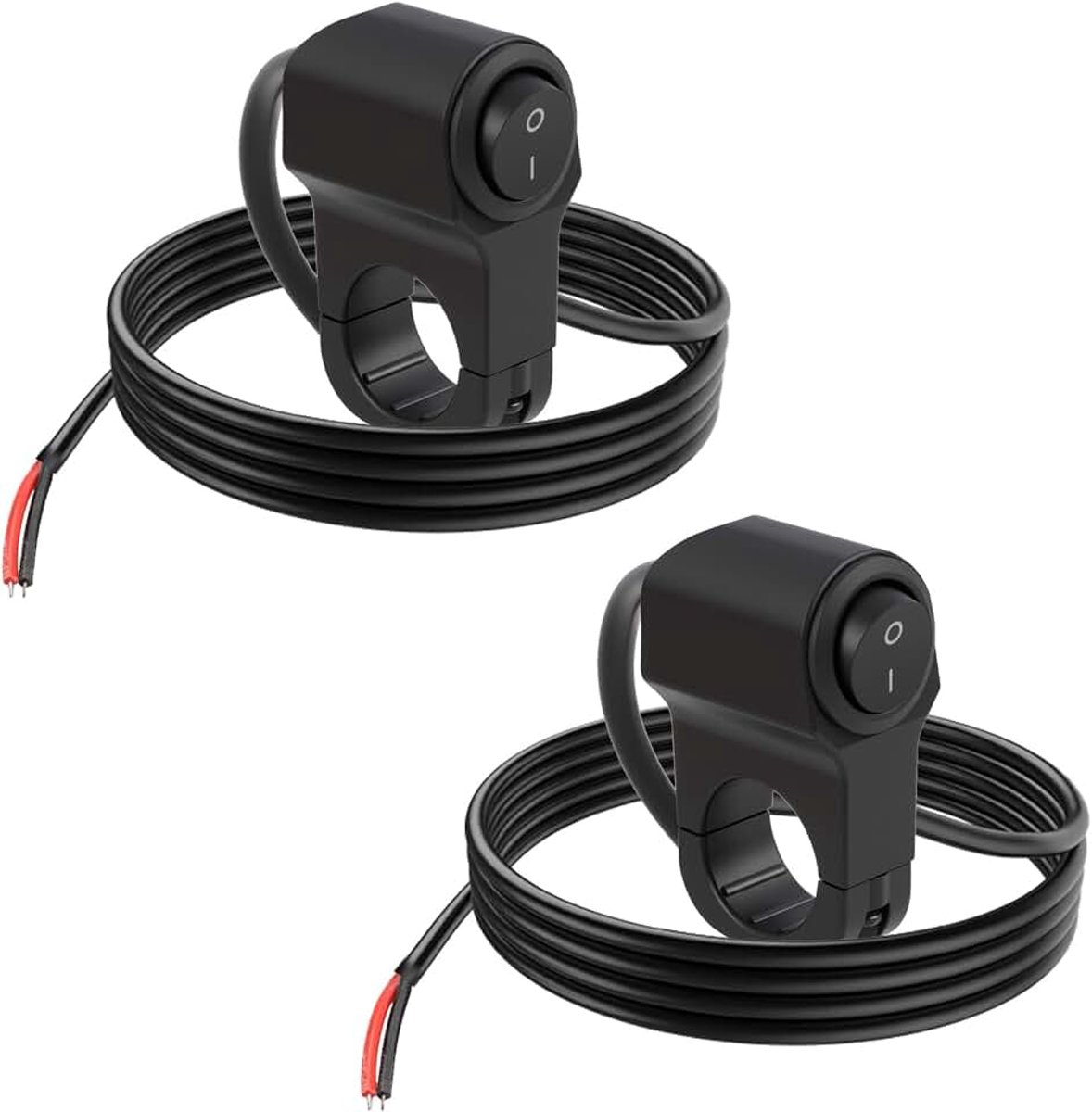 2 stuks 12V motorfiets ATV stuurschakelaar voor koplampen, waterdicht, mistlampen, remmen, elektrische fiets, scooter, ATV quad met kabel 50 cm