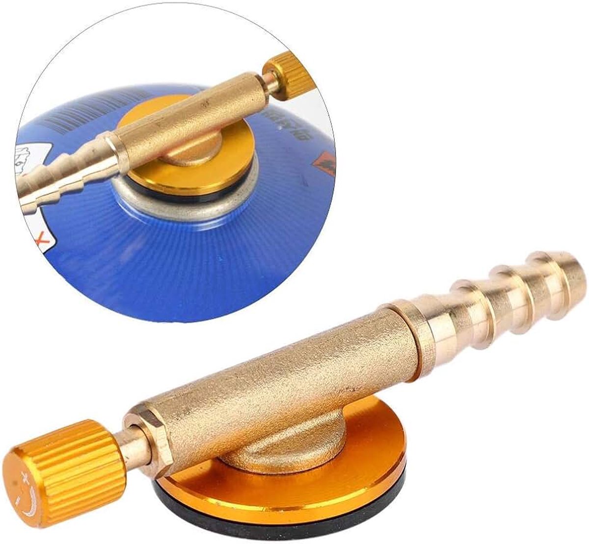 Camping Gas Pipe Valve,Messing Gas Refill Adapter Veiligheid Fornuis Branders Schakelklep voor Outdoor Camping (geel)