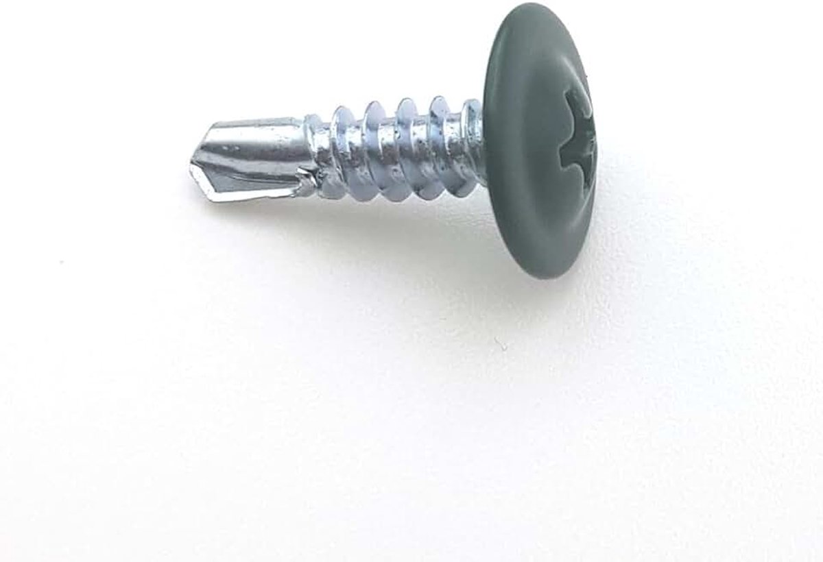Schroeven 4,2 x 16 mm RAL 6005 groen schuim kop schijf breed pH verzinkt 100