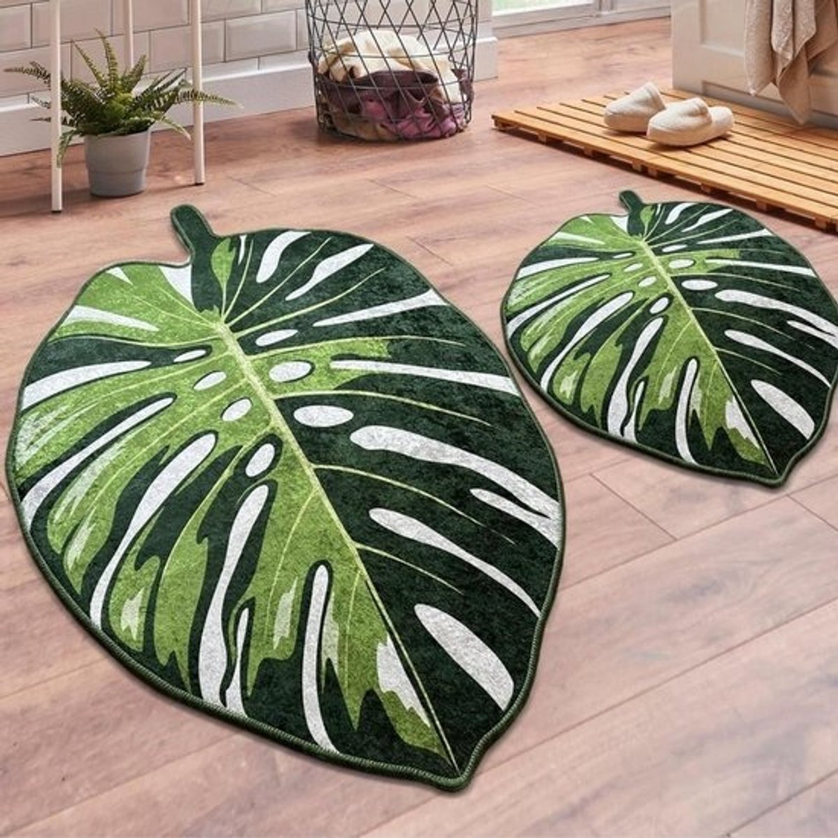 Badmat Set - Badkamer Tapijt - Veiligheid en Comfort - Antislip Ontwerp - 2-delig 60x100cm - Groen