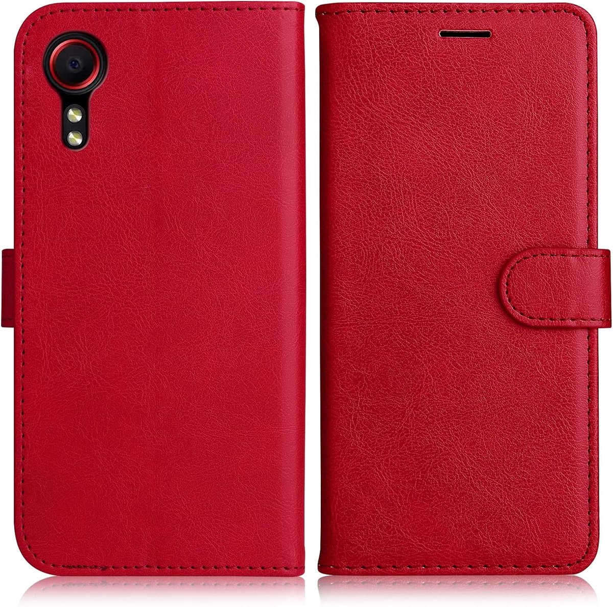 Hoesje voor Samsung Galaxy Xcover 5, Magnetisch PU-Lederen Hoesje met Kaartsleuven Kickstand, Portemonnee Hoesje voor Samsung Xcover 5, Rood