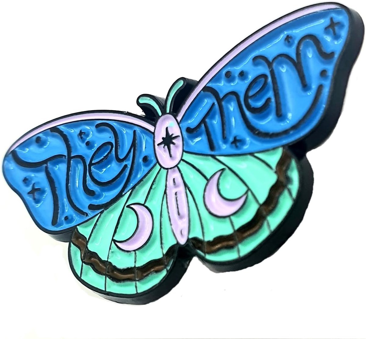 Voornaamwoorden schattige blauwe vlinder metalen pin badge, Metaal