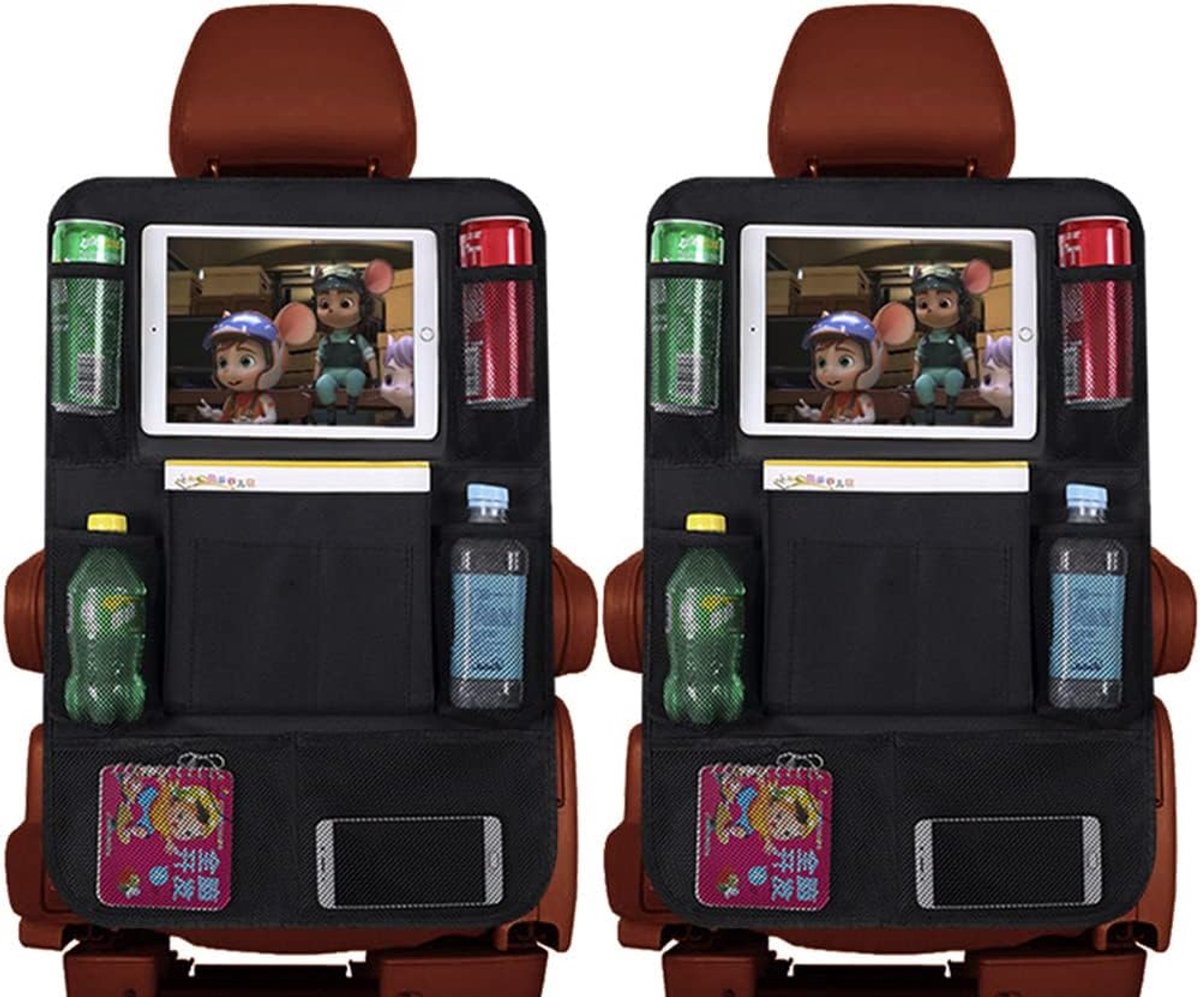 2 stuks autostoelbeschermers, autostoelorganizer, waterdicht, organizer voor kinderen, achterbankbeschermer, kick-matten, bescherming, 600D Oxford-stof, 10 vakken, met iPad tabletvak