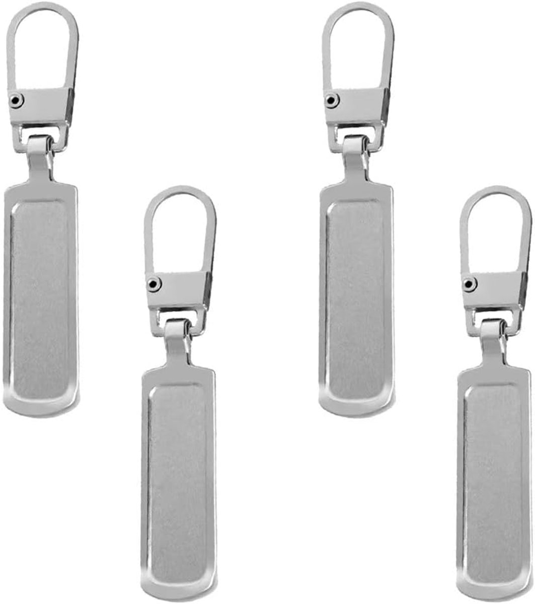 4 Stuks Reserve Ritssluiting, Metalen Ritstrekker, Verwijderbare Metalen Ritstrekker, Ritssluitingvervanging, Voor Tas, Kleding, Spijkerbroek, Koffer, Bagage (Zilver)