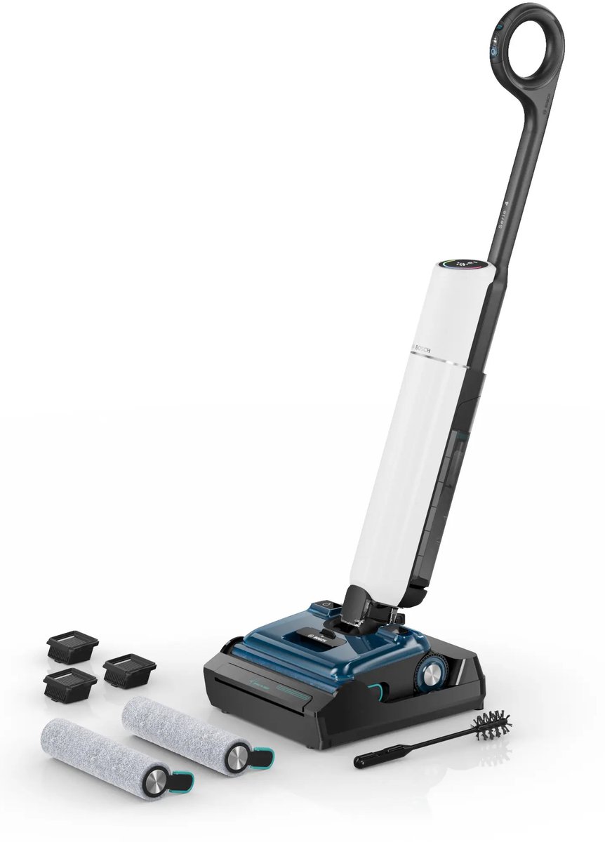 Bosch Serie 4 BHF41WL steelstofzuiger & elektrische bezem Verticale stofzuiger Batterij Droog en nat Zakloos Zwart, Blauw, Wit 4 Ah