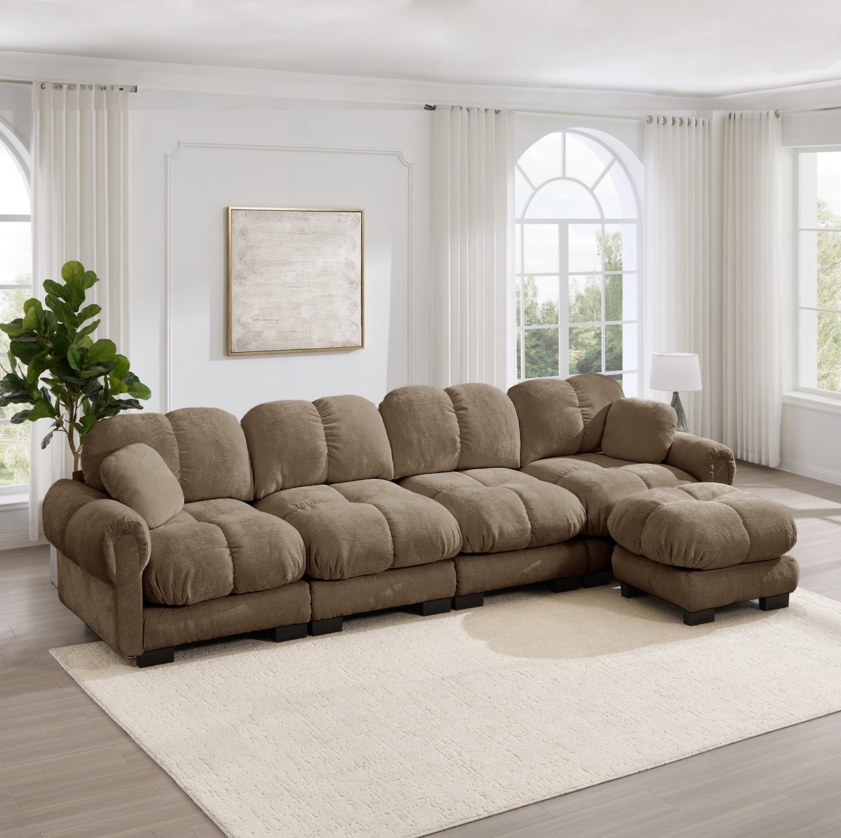 MODFU Hoekbank - 4-Zits - L-Vormig - Modulair - Chenille - Bruin