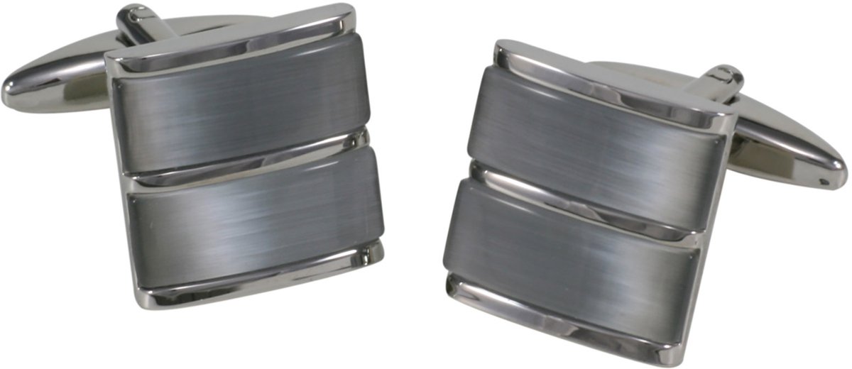 LINDENMANN heren manchetknopen cats-eye - zilverkleurig