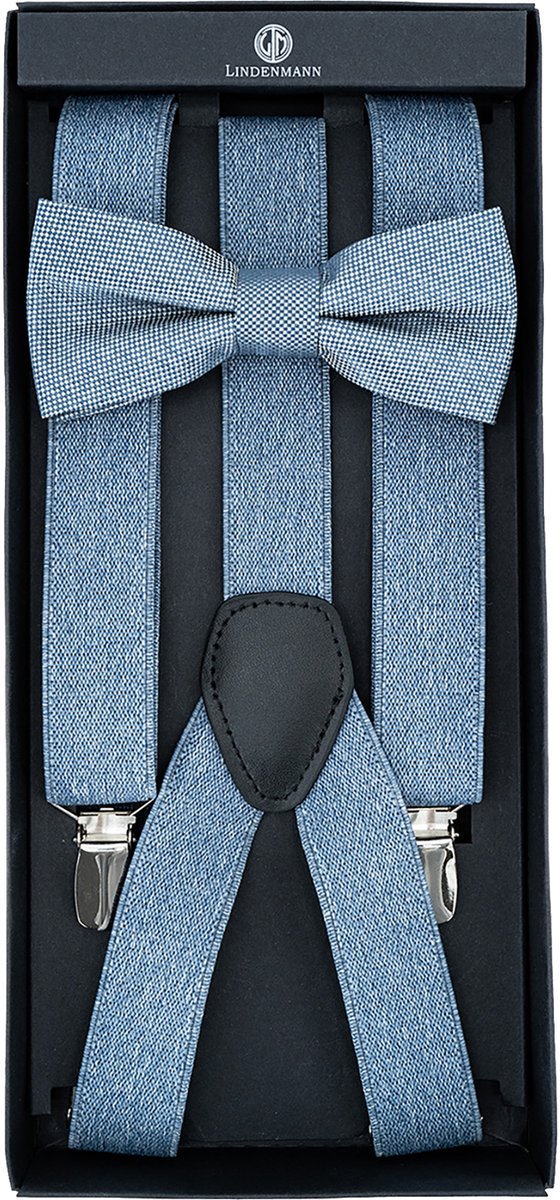 LINDENMANN heren bretels Y-vorm met strikje - blauw