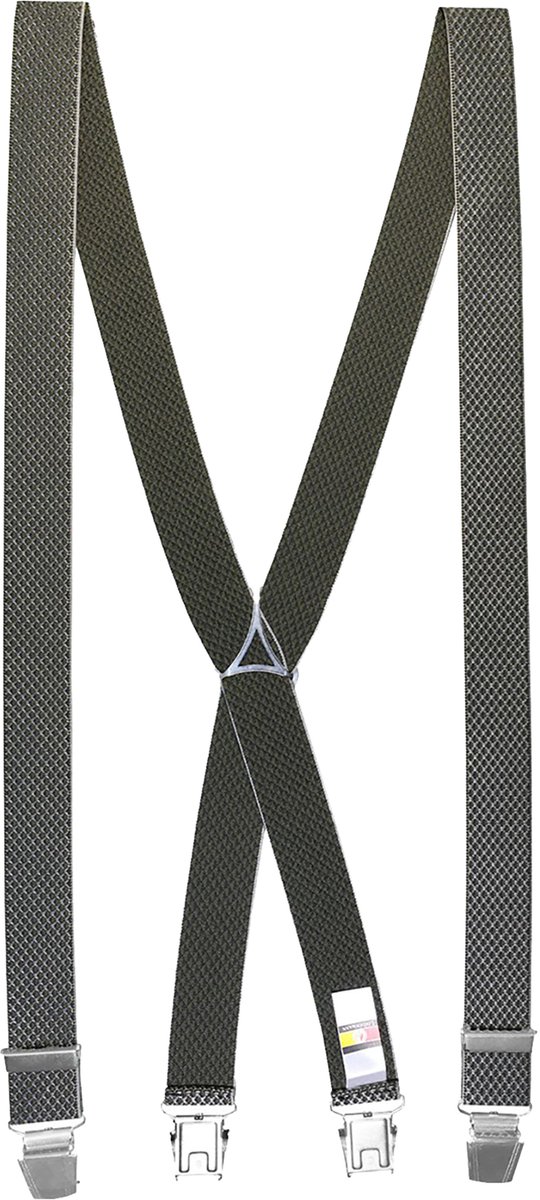 LINDENMANN heren bretels met extra sterke clips X-vorm - grijs mini dessin