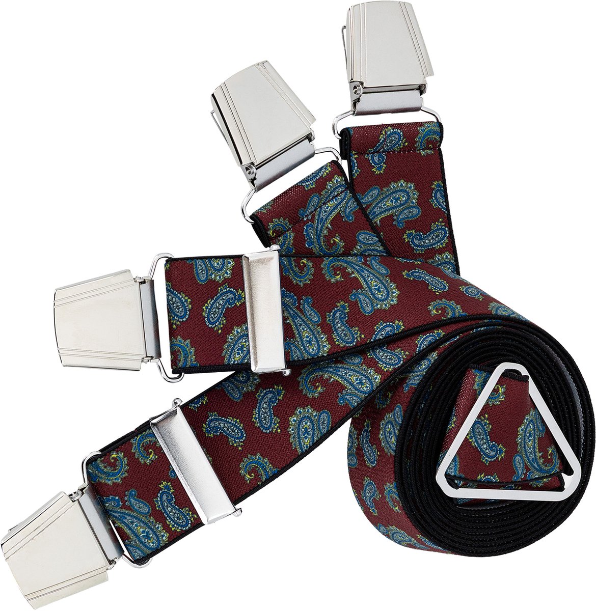 LINDENMANN heren bretels met extra sterke clips X-vorm - bordeaux paisley