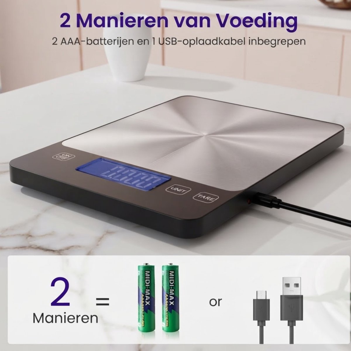 SP® Keuken Weegschaal - Keukenweegschaal - Keukenweegschaal Digitaal - Zilver - 23cm x 17cm x 2cm
