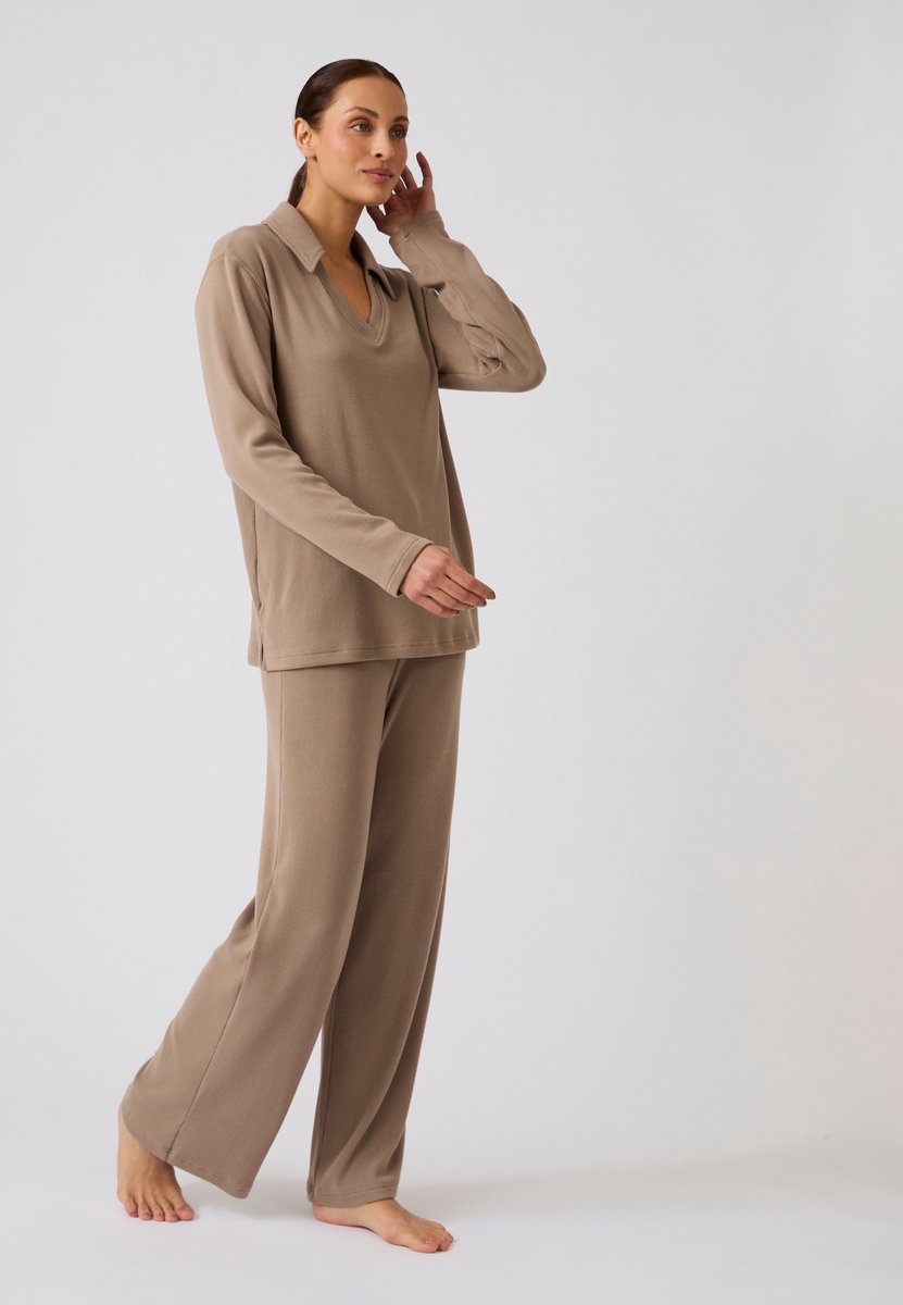 Damart Thermolactyl pyjama van geribd velours - Dames - Grijs - 34-36 (XS)